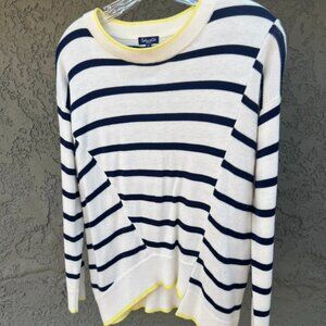 SPLENDID Avery White Striped Asymmetrical Sweater